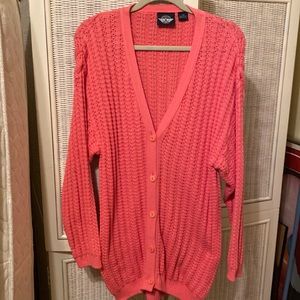 Dockers medium, coral, cable knit cardigan-100% cotton